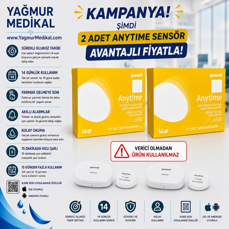 İki adet Yuwell Anytime sensör kutusu