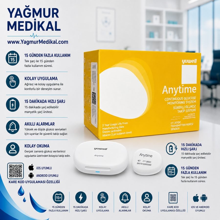 Yuwell Anytime CT3 verici kutusu ve cihaz